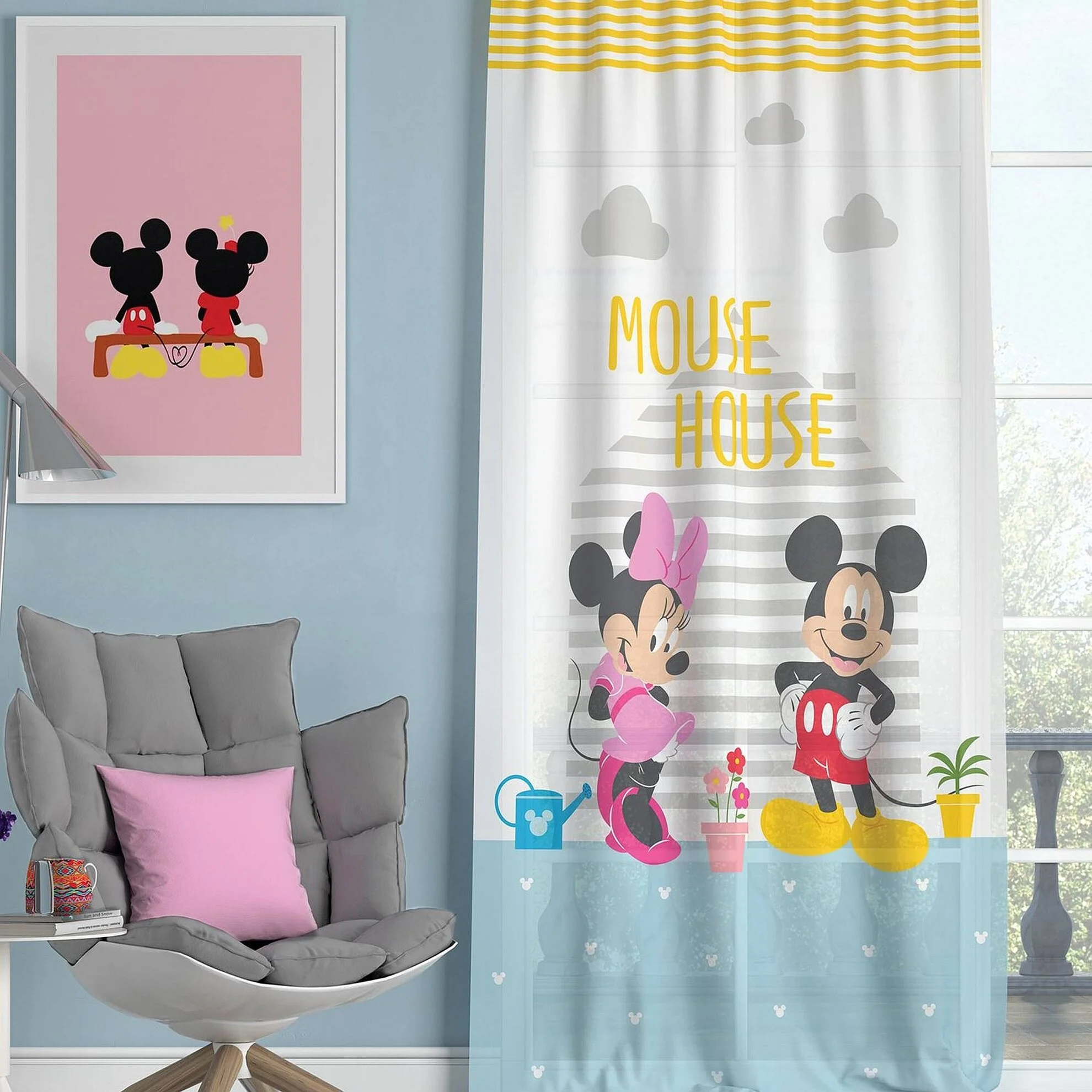 Taç Disney Minnie&Mickey Tekli Fon Perde