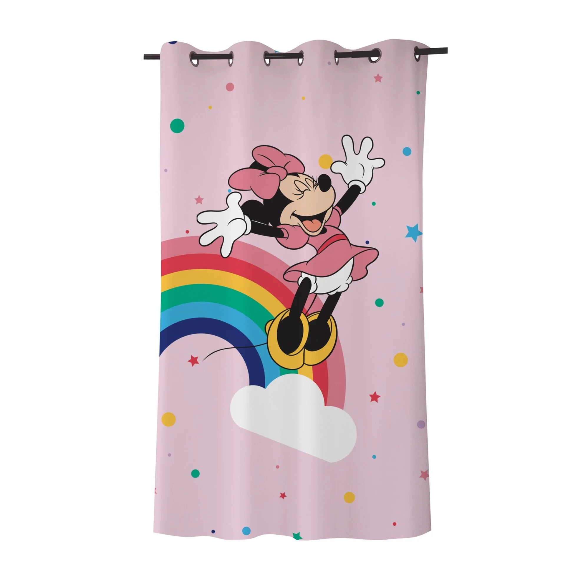 Lisanslı Disney Minnie Mouse Saten Tekli Hazır Fon Perde